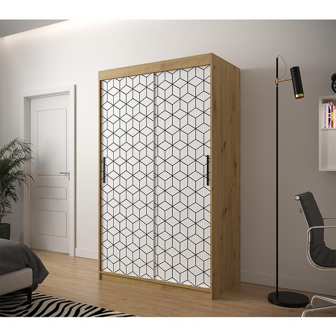Schrank Heksagon 1 120 Eiche artisan/weiß
