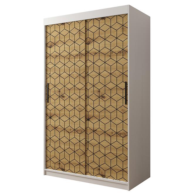 Schrank Heksagon 1 120 weiß/Eiche artisan