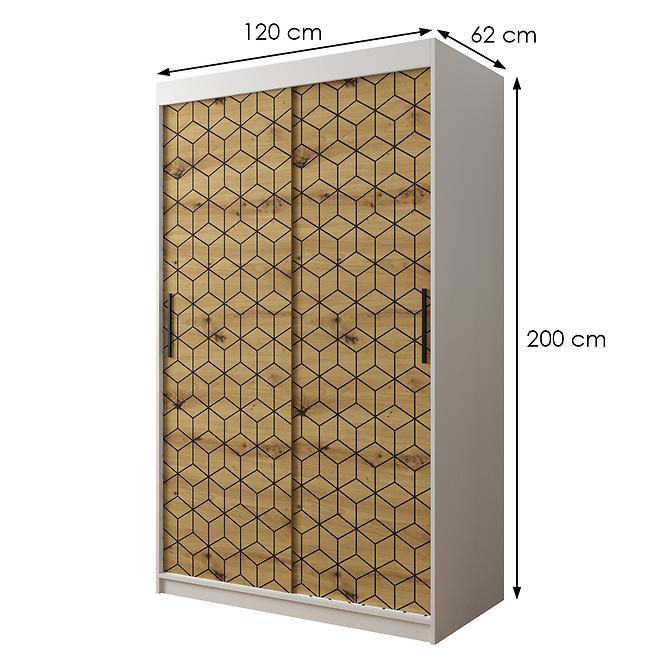 Schrank Heksagon 1 120 weiß/Eiche artisan,2
