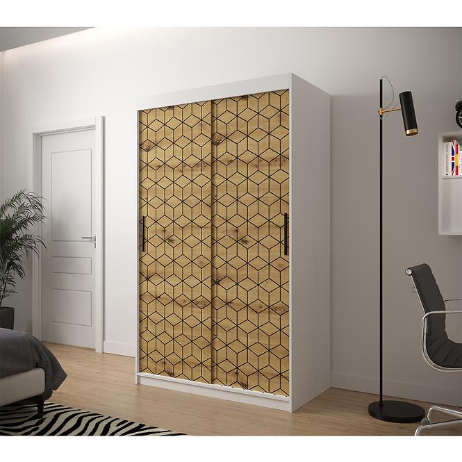 Schrank Heksagon 1 120 weiß/Eiche artisan,6