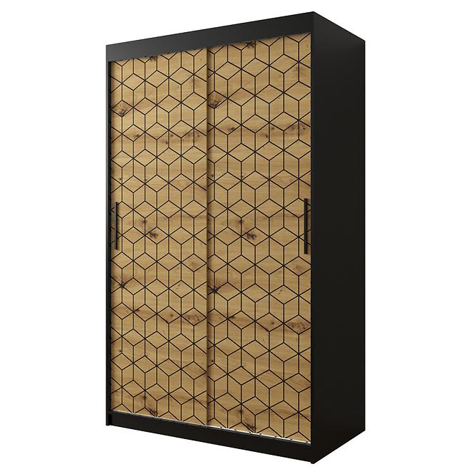 Schrank Heksagon 1 120 schwarz/Eiche artisan