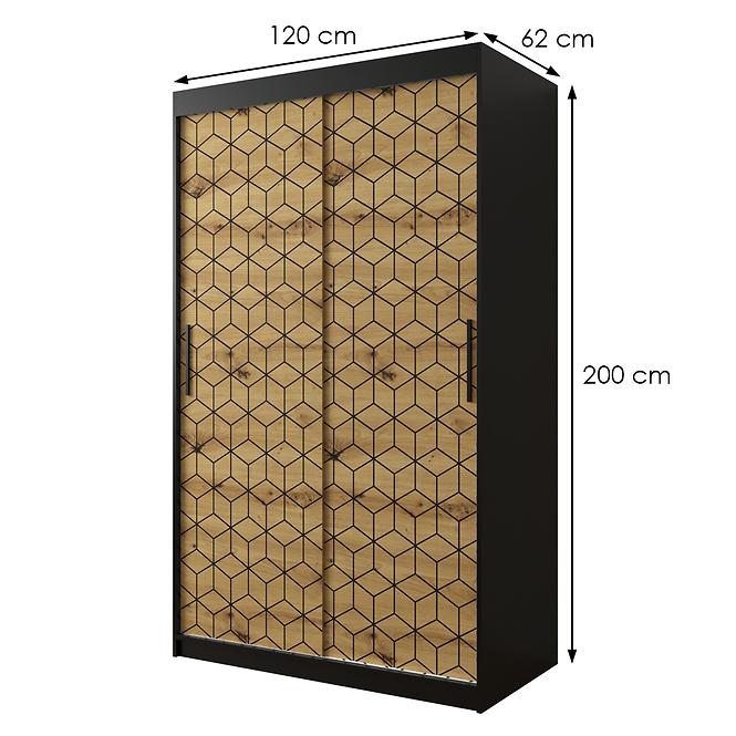 Schrank Heksagon 1 120 schwarz/Eiche artisan