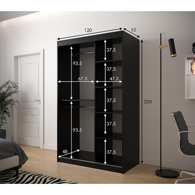 Schrank Heksagon 1 120 schwarz/Eiche artisan