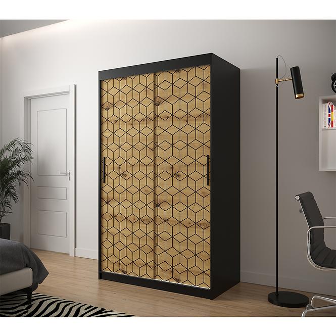 Schrank Heksagon 1 120 schwarz/Eiche artisan