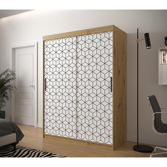 Schrank Heksagon 1 150 Eiche artisan/weiß,6