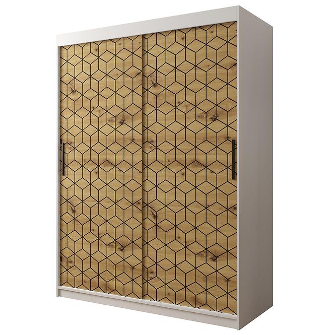 Schrank Heksagon 1 150 weiß/Eiche artisan