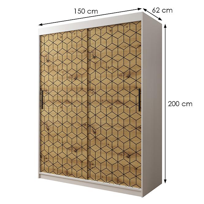 Schrank Heksagon 1 150 weiß/Eiche artisan