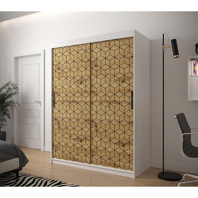 Schrank Heksagon 1 150 weiß/Eiche artisan