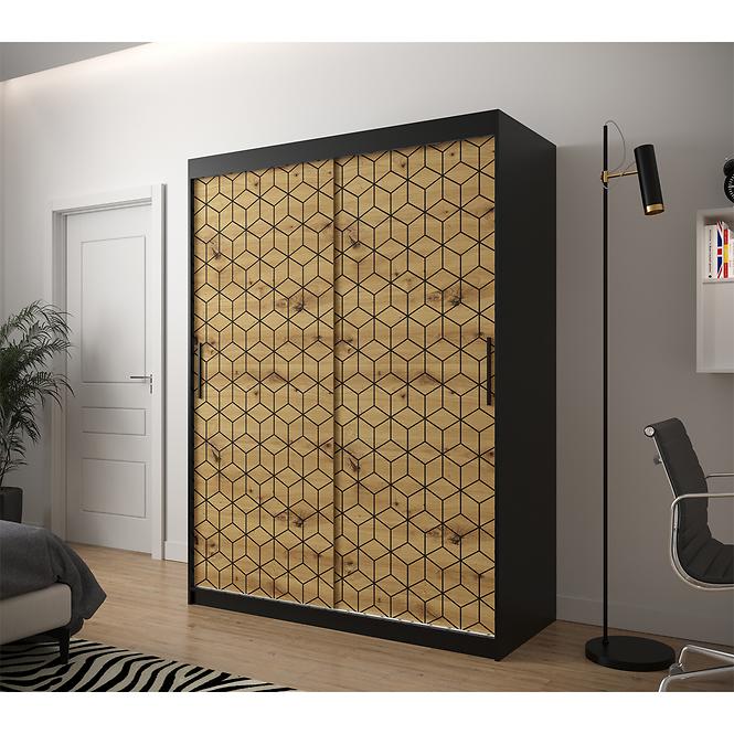 Schrank Heksagon 1 150 schwarz/Eiche artisan