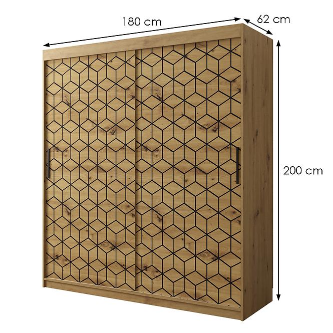 Schrank Heksagon 1 180 Eiche artisan/Eiche artisan