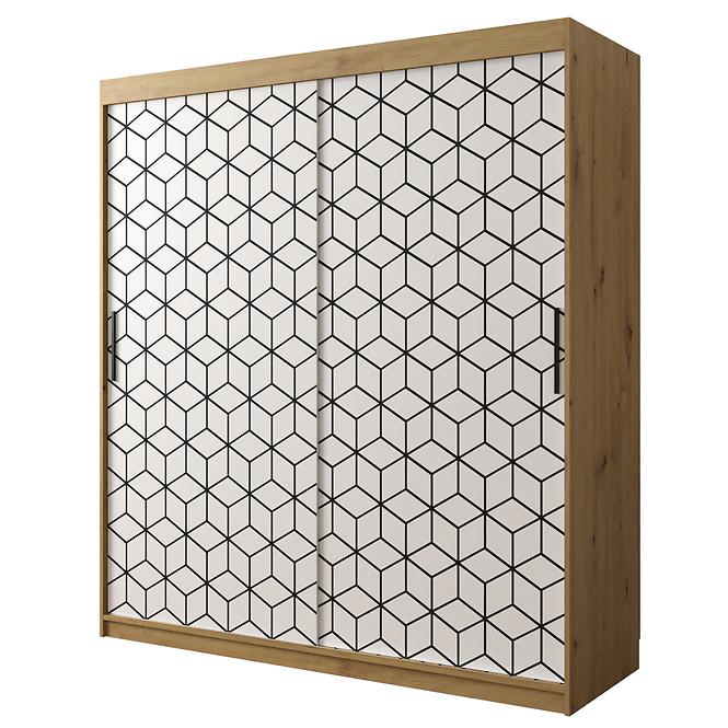 Schrank Heksagon 1 180 Eiche artisan/weiß
