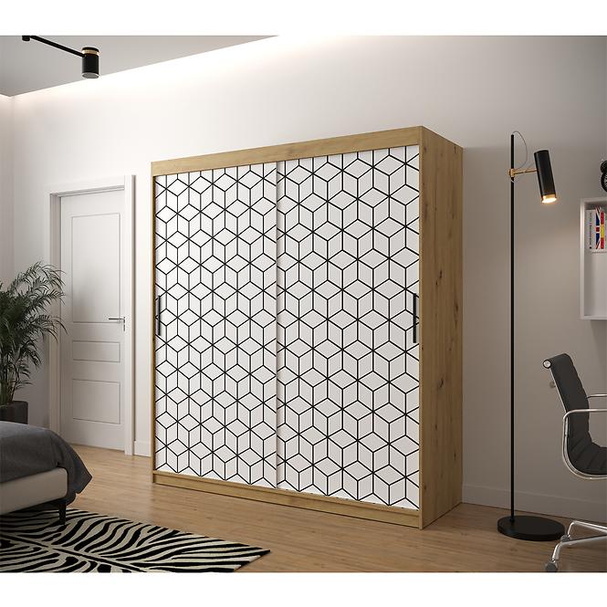 Schrank Heksagon 1 180 Eiche artisan/weiß