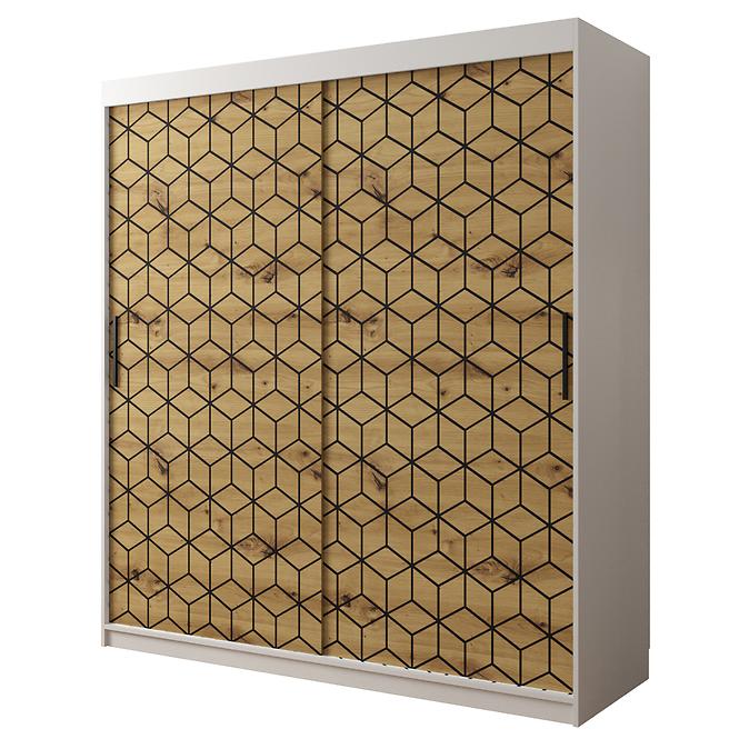 Schrank Heksagon 1 180 weiß/Eiche artisan