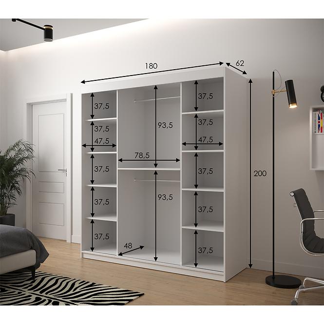 Schrank Heksagon 1 180 weiß/Eiche artisan