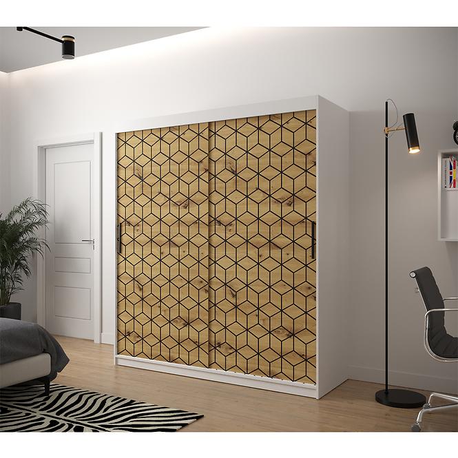 Schrank Heksagon 1 180 weiß/Eiche artisan