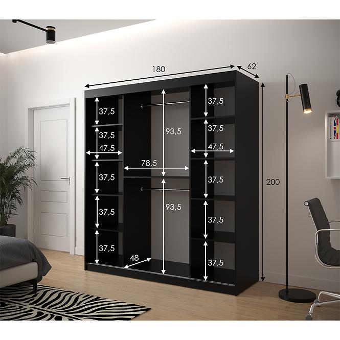 Schrank Heksagon 1 180 schwarz/Eiche artisan,3