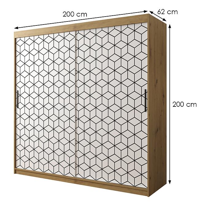 Schrank Heksagon 1 200 Eiche artisan/weiß,2