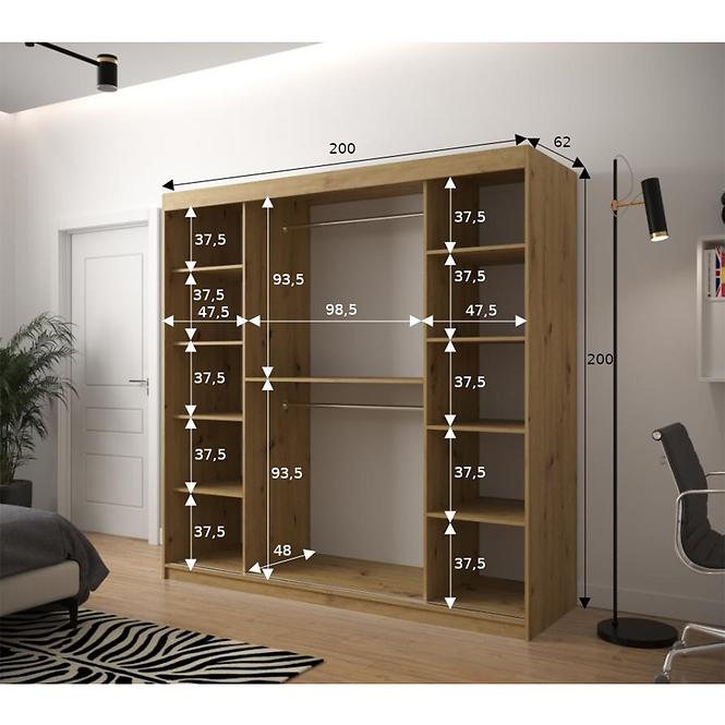 Schrank Heksagon 1 200 Eiche artisan/weiß,3