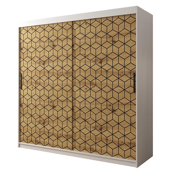Schrank Heksagon 1 200 weiß/Eiche artisan