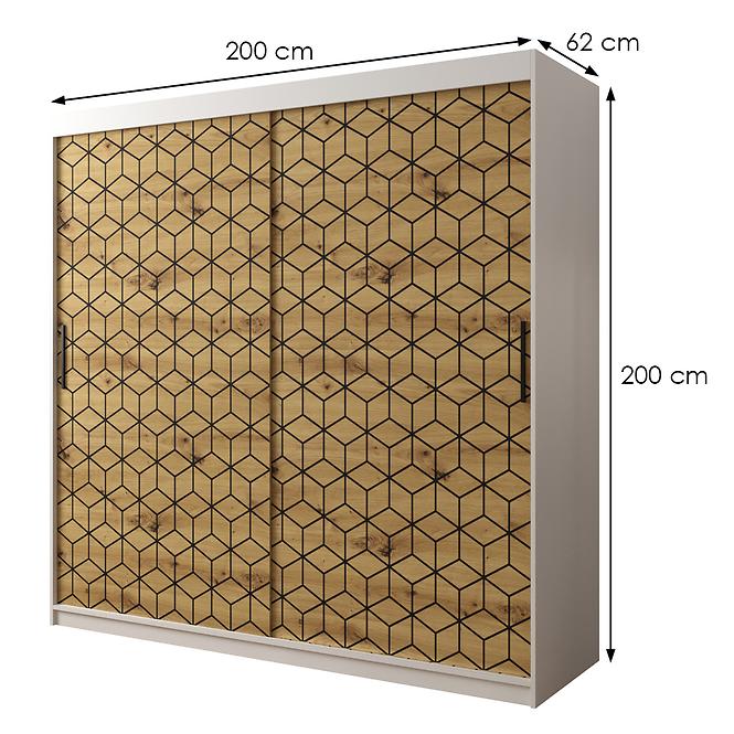 Schrank Heksagon 1 200 weiß/Eiche artisan