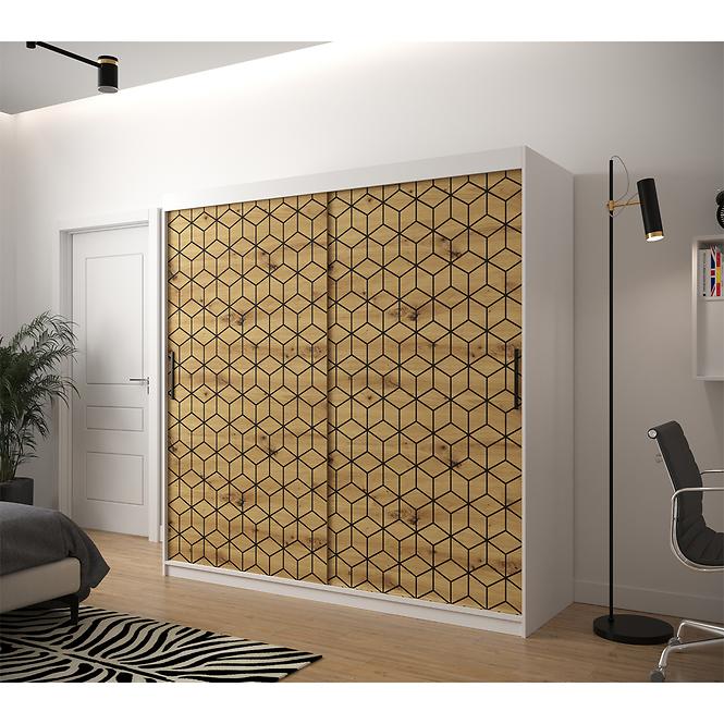 Schrank Heksagon 1 200 weiß/Eiche artisan