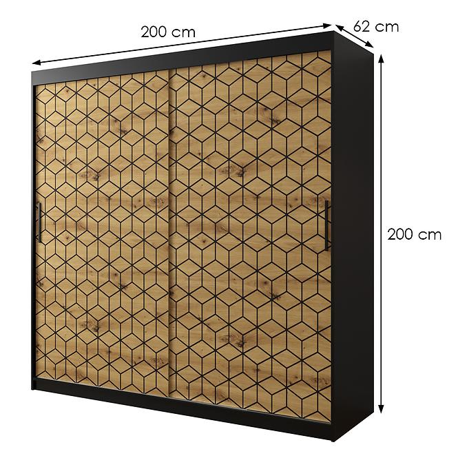 Schrank Heksagon 1 200 schwarz/Eiche artisan