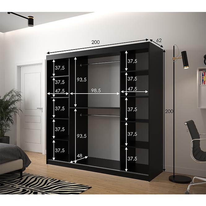 Schrank Heksagon 1 200 schwarz/Eiche artisan