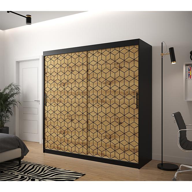 Schrank Heksagon 1 200 schwarz/Eiche artisan