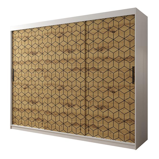 Schrank Heksagon 1 250 weiß/Eiche artisan