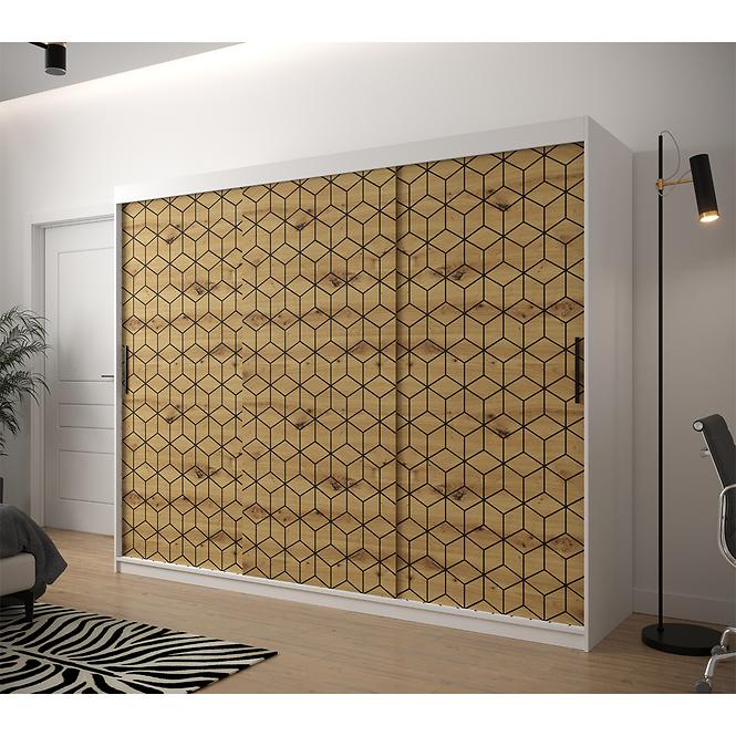 Schrank Heksagon 1 250 weiß/Eiche artisan