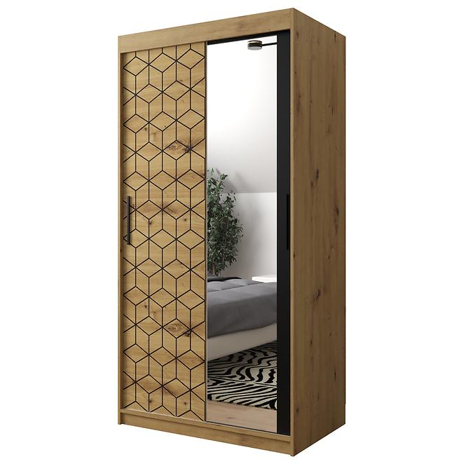 Schrank Heksagon 2 100 Eiche artisan/Eiche artisan/spiegel