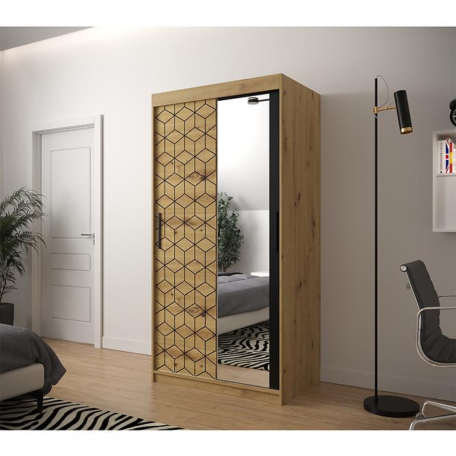 Schrank Heksagon 2 100 Eiche artisan/Eiche artisan/spiegel