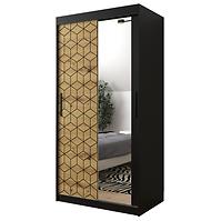 Schrank Heksagon 2 100 schwarz/Eiche artisan/spiegel