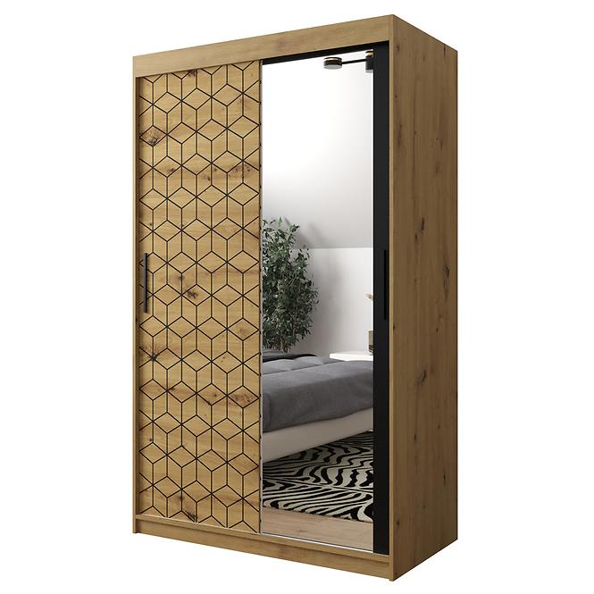 Schrank Heksagon 2 120 Eiche artisan/Eiche artisan/spiegel