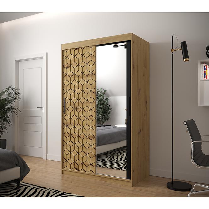 Schrank Heksagon 2 120 Eiche artisan/Eiche artisan/spiegel