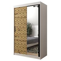 Schrank Heksagon 2 120 weiß/Eiche artisan/spiegel