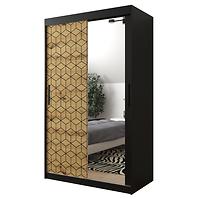 Schrank Heksagon 2 120 schwarz/Eiche artisan/spiegel