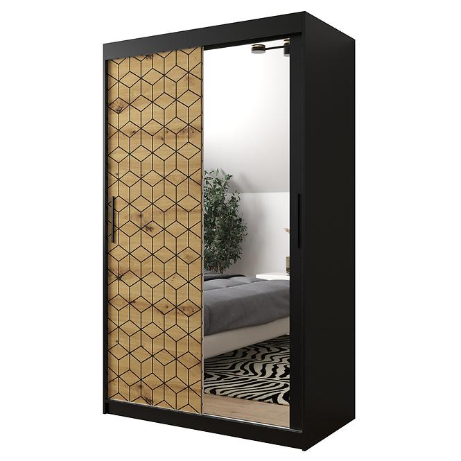 Schrank Heksagon 2 120 schwarz/Eiche artisan/spiegel