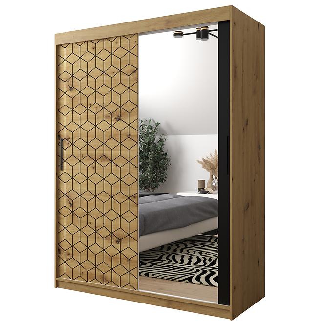 Schrank Heksagon 2 150 Eiche artisan/Eiche artisan/spiegel