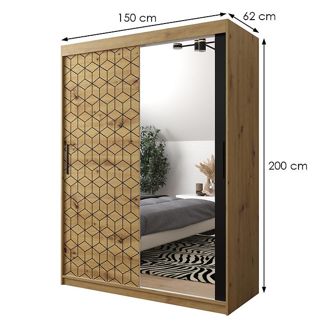 Schrank Heksagon 2 150 Eiche artisan/Eiche artisan/spiegel