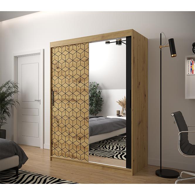 Schrank Heksagon 2 150 Eiche artisan/Eiche artisan/spiegel
