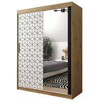 Schrank Heksagon 2 150 Eiche artisan/weiß/spiegel
