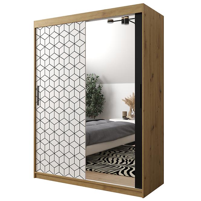 Schrank Heksagon 2 150 Eiche artisan/weiß/spiegel
