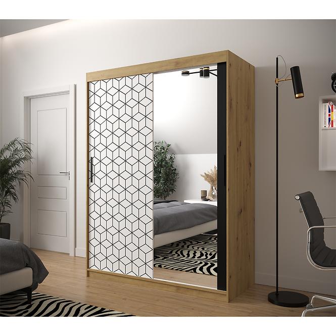 Schrank Heksagon 2 150 Eiche artisan/weiß/spiegel