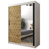 Schrank Heksagon 2 150 weiß/Eiche artisan/spiegel