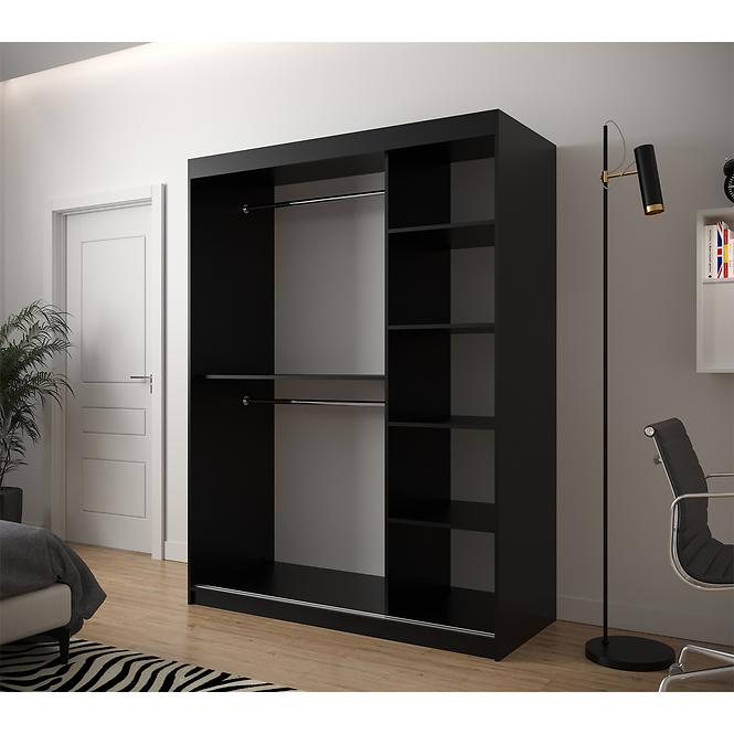 Schrank Heksagon 2 150 schwarz/Eiche artisan/spiegel,4