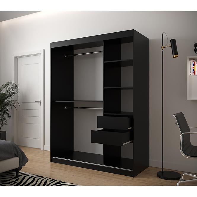 Schrank Heksagon 2 150 schwarz/Eiche artisan/spiegel,5