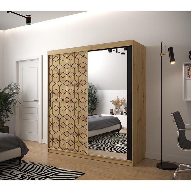 Schrank Heksagon 2 180 Eiche artisan/Eiche artisan/spiegel
