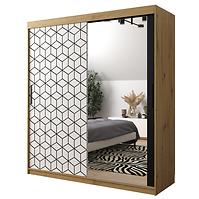 Schrank Heksagon 2 180 Eiche artisan/weiß/spiegel