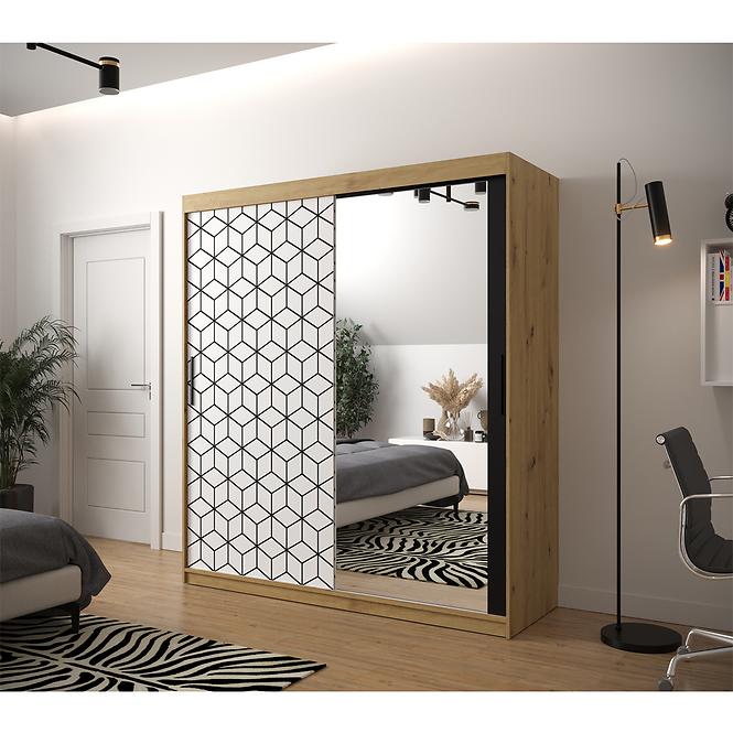 Schrank Heksagon 2 180 Eiche artisan/weiß/spiegel